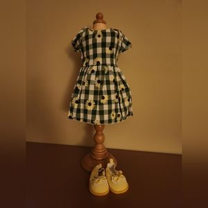 Plaid Sunflower dress for 18 inch doll